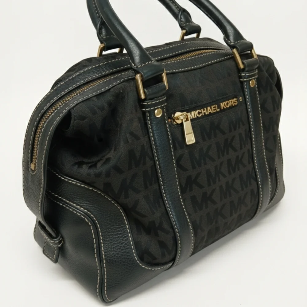 Michael Kors Black MK Signature Satchel Bag